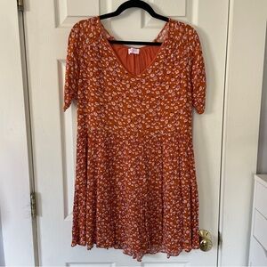 Rust Floral Babydoll Dress